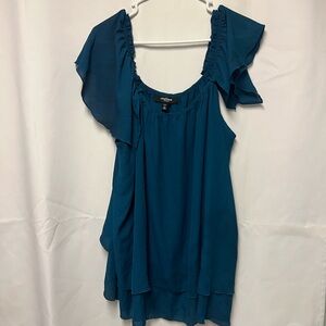 Chelsea studio 1x Teal Ruffle Sleeve Top